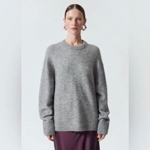 & OTHER STORIES Alpaca Blend Oversized Crew Neck Sweater in Gray - M
